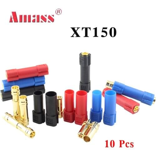 10Pcs AMASS XT150 Connector Adapter Male Female Plug 6mm Gold Banana Bullet Plug
