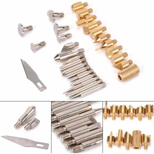 28pc Wood Burning Pen Tips With Stencil Set Soldering Iron Working Carving Burner For Working Tools