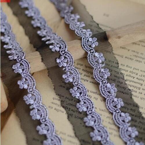 5 Meters Handmade DIY Clothing Accessories Light Purple Embroidery Lace Fabric Curtains Sofa Lace Trim 2.2CM Width
