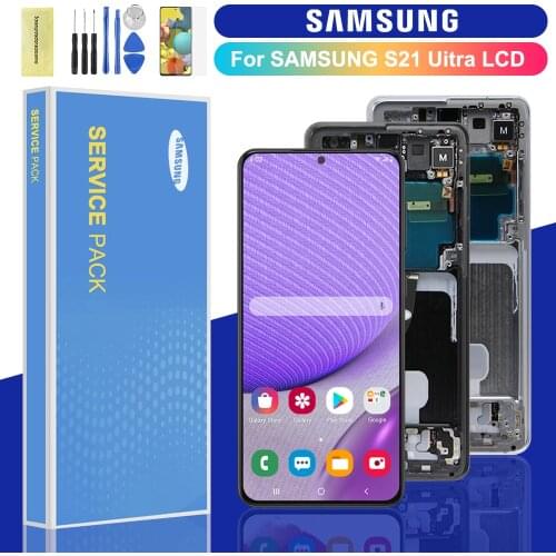 6.8'' Original For Samsung Galaxy S21 Ultra 5G Lcd G998F G998F/DS with Frame Display Touch Screen Digitizer For s21 Ultra LCD