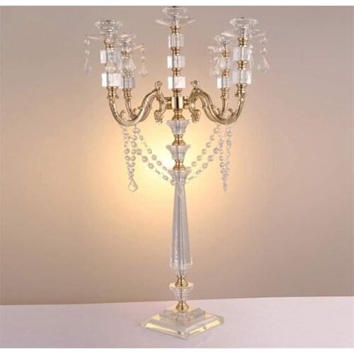 Acrylic Candle Holders Candelabras with Crystal Pendants 77 Cm/30" Marriage Candlestick Wedding Decor