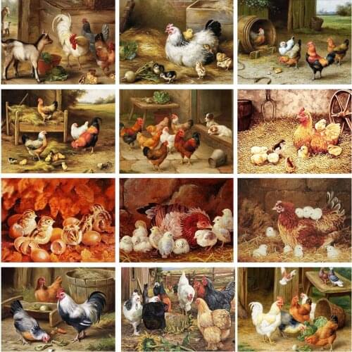 Chicken DIY Diamond Painting Mosaic Full Square Rhinestone Diamond Embroidery Animals picture 5D Cross Stitch Kit Art Home Decor