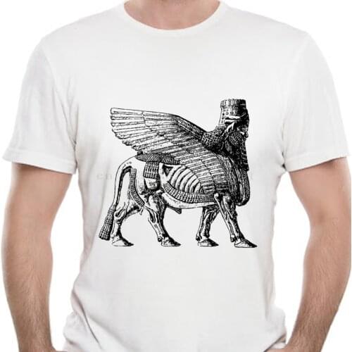 Assyrian Winged Bull T-shirt Sumaria GrayKhakiWhiteYellow.Size S-XXXL