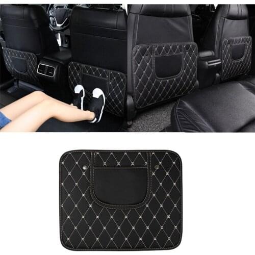 PU Leather Car Anti Child Kick Pad Auto Waterproof Kick Mat Breeze Cleaning Anti-dirty Protection Cover With Storage Bag