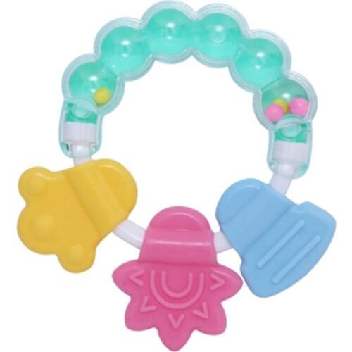 Baby Kid Toddler Teether Molar Rod Chew Toy Silicone Handbell Jingle Design Bell Baby Teether Molar Stick Silicone Teether