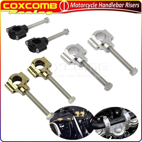 For Harley Dyna Bobber Chopper Cafe Racer Triumph Motorcycle Black/Sliver/Brass Retro 1 inch HandleBar Risers Mount Clamp Kit