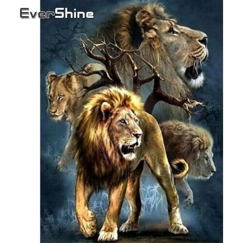 EverShine Diamond Painting Full Square/round Lion Dimaond Mosaic Animals Cross Stitch Handdmade Picture Rhinestne New Arrivals