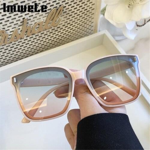 Imwete 2021 New Square Oversized Sunglasses Women Luxury Brands Sunglass Men Vintage Black Sun Glasses Shades Colored Goggle UV