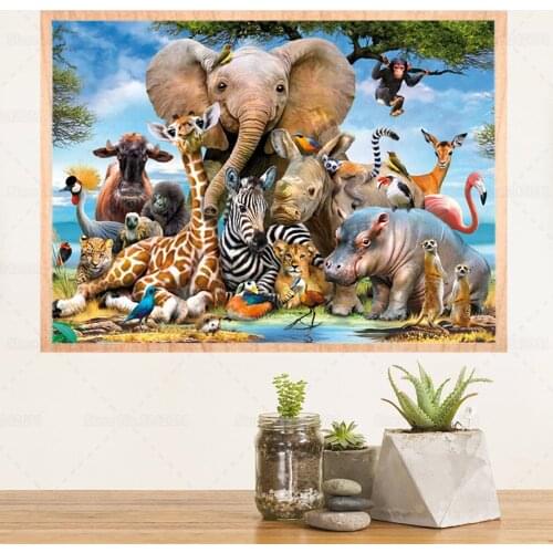 Animals collection Diamond Painting Full Drill elephant orangutan zebra giraffe Embroidery Cross Stitch Kit Home Decoration