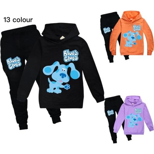 Blues Clues Boys Hoodies Pants 2 Piece Fall Sets Cotton Girls' Clothes Casual Trousers Suit Teenage Kids Hooded T Shirt 7 9 Year