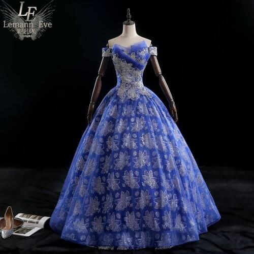 Royal blue silver glitter rococo ball gown long dress vintage medieval dress Renaissance princess Victoria dress
