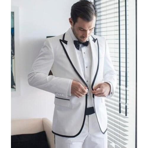 Handsome Groomsmen Peak Lapel Groom Tuxedos Mens Wedding Dress Man Jacket Blazer Prom Dinner (Jacket+Pants+Tie) K158