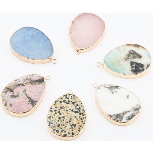 Natural Stone Crystal Pendants Water drop shape Exquisite charm For jewelry making DIY necklace earring accessories 52 *35*8 mm