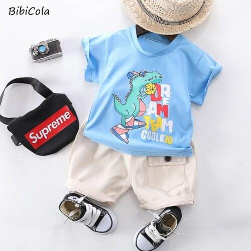 Summer Toddler Baby Boy Clothes Set Cartoon Print Tops+Shorts Boy Outfit Set Clothes For Kids 1-4 Years Casual Boy Clothes Suits