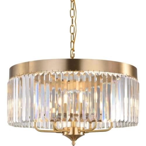 All copper crystal dining room bedroom study European luxury atmosphere simple American light luxury chandelier