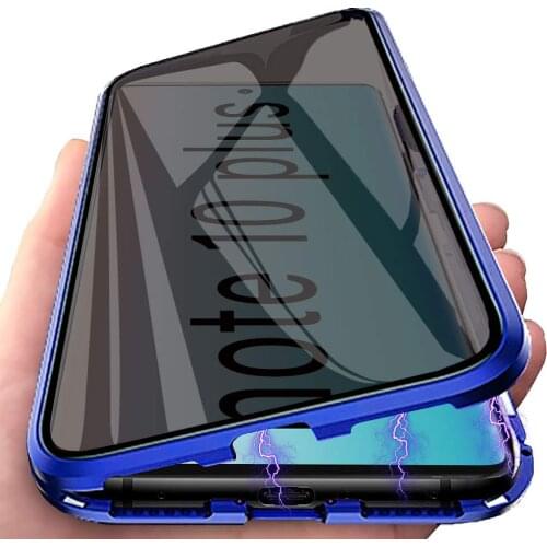 Magnetic Anti Peeping Case for Samsung Galaxy Note 8 9 10 Plus Lite Metal Bumper Double Sided Tempered Glass Protective Case