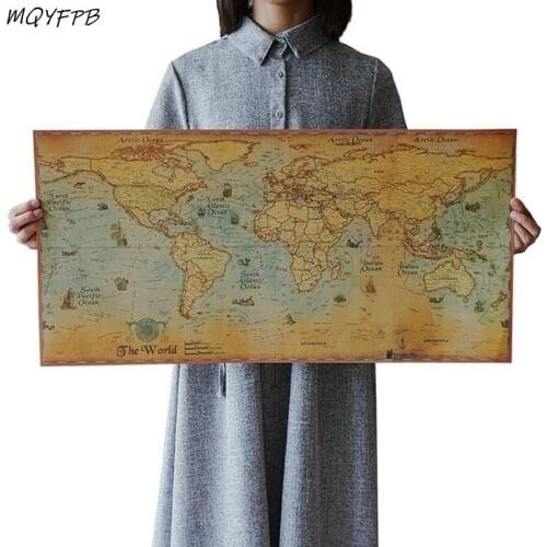 Nautical Chart Kraft Paper Poster Home Decorative Painting Wall Sticker 72x36cm