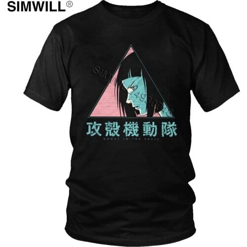 Male Vintage Ghost In The Shell Tshirts Manga Motoko Kusanagi T-shirt Major Japan Gits Anime T Shirt Short Sleeve Cotton Tee Top