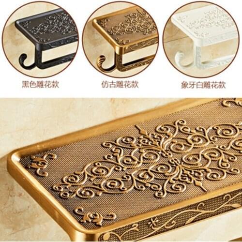 Bathroom Hardware Set White Paper Mobile Phone Holder Space Aluminum Antique Roll Holder with Shelf Toilet Paper Box Wall Mount