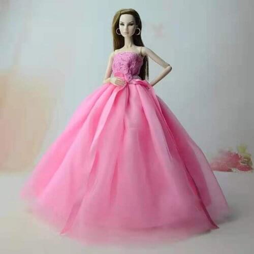 11.5" Doll Outfits Pink Bowknot Wedding Dress For Barbie Doll Clothes Princess Party Gown 1/6 BJD Accessories Kids Playhouse Toy