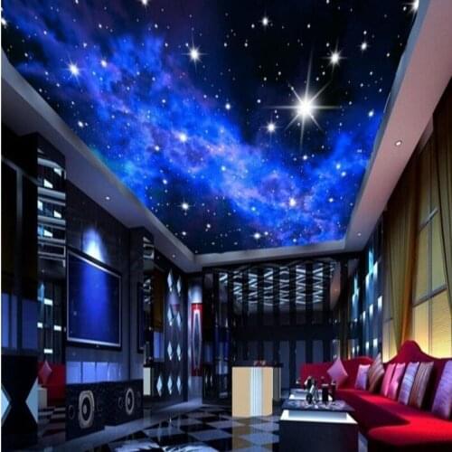 Custom Photo Star hotels wall 3D TV paper ceiling dream bedroom living room ceiling mural bright stars wallpaper Beibehang