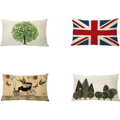 British Flag Tree of Life Cushion Covers Cartoon Geometry Vintage Carriage Paris Home Decor Sofa Seat Garden Lumbar Pillow Cases