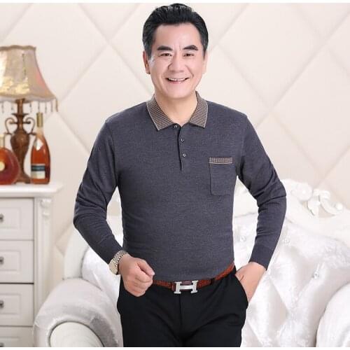 New autumn 2018 male knit shirt men casual long sleeve turn-down collar sweater shirt free shipping