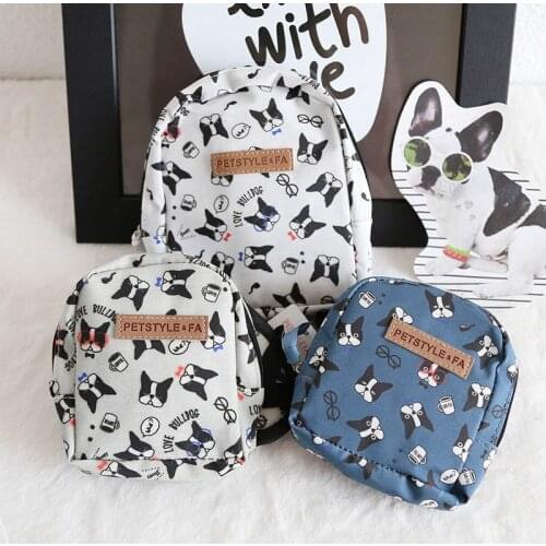 Printed Cute French Bulldog Backpack For Small Dogs Pet Cat With Harness Leash Outdoor Backpack For Chihuahua Carrier Bag M L