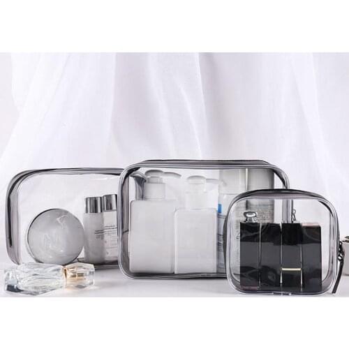 Transparent PVC Waterproof Travel Cosmetic Storage Makeup Wash Bag Zipper Pouch