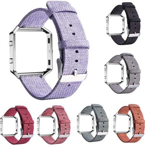 Adjustable Canvas Watch Strap with Metal Frame for Fitbit Blaze Smart Bracelet ремешок для часов