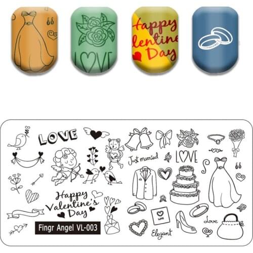 Stamping Plates Valentines Day Theme Plate Marble Geometric Stainless Steel Nail Art Image Plate Stencil