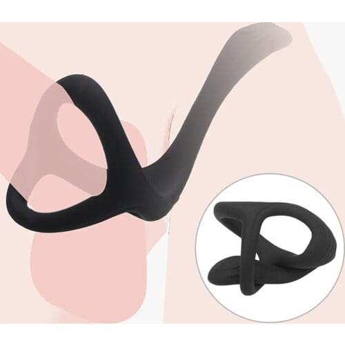 Silicone Penis Ring Sex Toys for Men Erection Prostate Massage Cock Ring Dual Ring Delay Ejaculation Scrotum Bind Adult Products