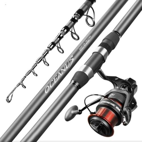 2.4M-5.4M Carbon Rock Fishing Rod Ultra-light Distance Throwing Pole Long Sections Telescopic Spinning Fishing Rod Carp Feeder