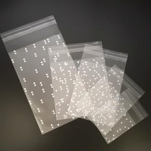 White Dots Cookies Package Birthday Party Decor Candy Bag Self-adhesive Frosted Plastic Biscuits Matte Party Gift Packaging Bags
