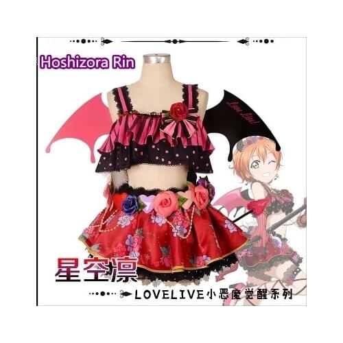 [Stock] Anime! Lovelive Hoshizora Rin Little Devil Awakening Cosplay Costume For Women dress+petticoats Free Shipping
