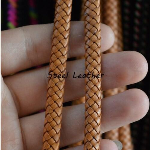 5m/lot Approx 7*4mm natural Wide Genuine Braided Leather Rope String Cord For Jewelry Making Craft Jewelry Accessories Leather