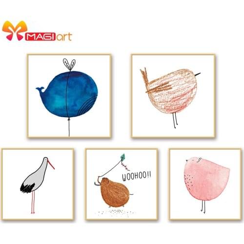 Cross stitch kits Embroidery needlework sets 11CT water soluble canvas patterns 14CT Animal style Minimalist birds-NCMA102