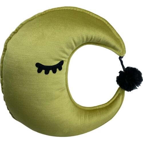 Yellow Velluto Moon Velvet Decorative Pillow