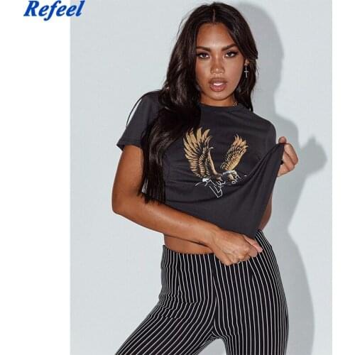 2021 new T-shirt all Eagle Womens printed T-shirt loose fun letter printing Harajuku loose casual chic short-sleeve tops