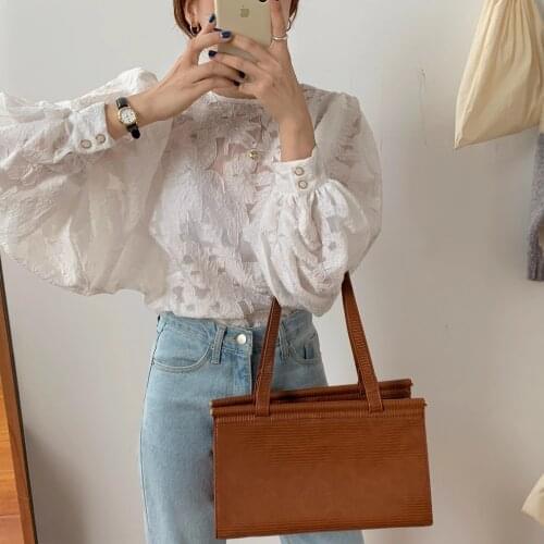 Women Vintage Long Lantern Sleeve White Shirt Female New Korean Style Fashion Streetwear Lady Loose Sweet Blouses