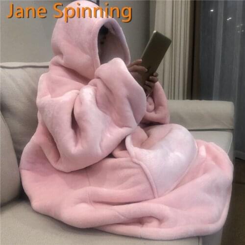 Winter Thicken Comfortable TV Blanket Sweatshirt Warm Hooded Blanket Adult Children Polar Fleece Mattress Travel Blanket
