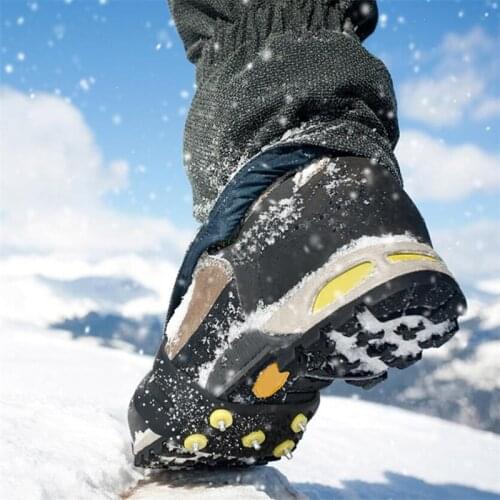 1 Pair 10 Studs Anti-Skid Ice Gripper Spike Winter Climbing Anti-Slip Snow Spikes Grips Cleats Over Shoes Covers Crampon