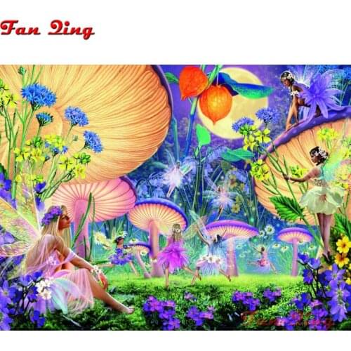 100% Full Square 5D Diy Daimond Painting Cross-stitch Elves&Mushroom 3D Diamond Painting Round Rhinestones Paintings Embroidery