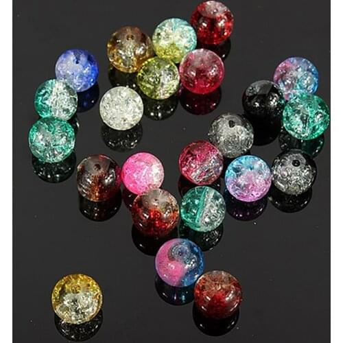 100Pcs/Set 8mm Mixed Color Cracked Round Glass Loose Beads Crafts DIY Jewelry набор для бисероплетния