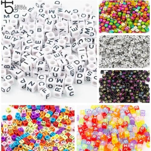 200pcs Acrylic Cube Letter Beads for Jewelry Making DIY accessories for jewelry Alphabet loose spacer Beads Wholesale P611