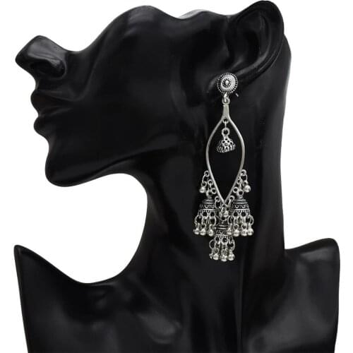 4 Styles Turkish Vintage Gold Metal Bells Tassel Pendant Drop Earrings for Women Indian Design Party Charms Jewelry Gift