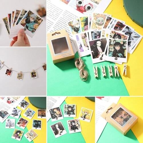 40Pcs/Set Anime Demon Slayer: Kimetsu no Yaiba Kamado Tanjirou Nezuko Photocard Character Card With Clip And Lanyard