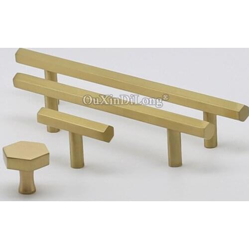 Luxury 8PCS North European Brass Kitchen Cabinet Pulls Hexagon Cupboard Wardrobe Drawer Wine Cabinet Pulls Handles and Knobs