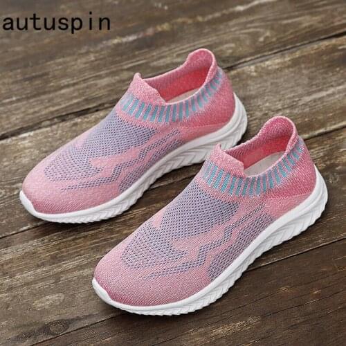 Autuspin Fashion Womens Sneakers Breathable Leisure Jogging Flats Lightweight Vulcanized Shoes Classic Moccasins Women Loafers