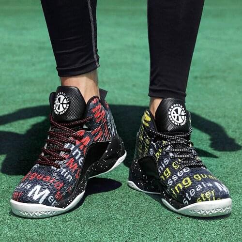 Basketball new couple tide shoes breathable mesh mens casual shoes shockproof wear non-slip men and women high elastic shoes